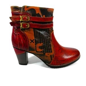 S842 NWOT Socofy Boho Chic leather boots size 41